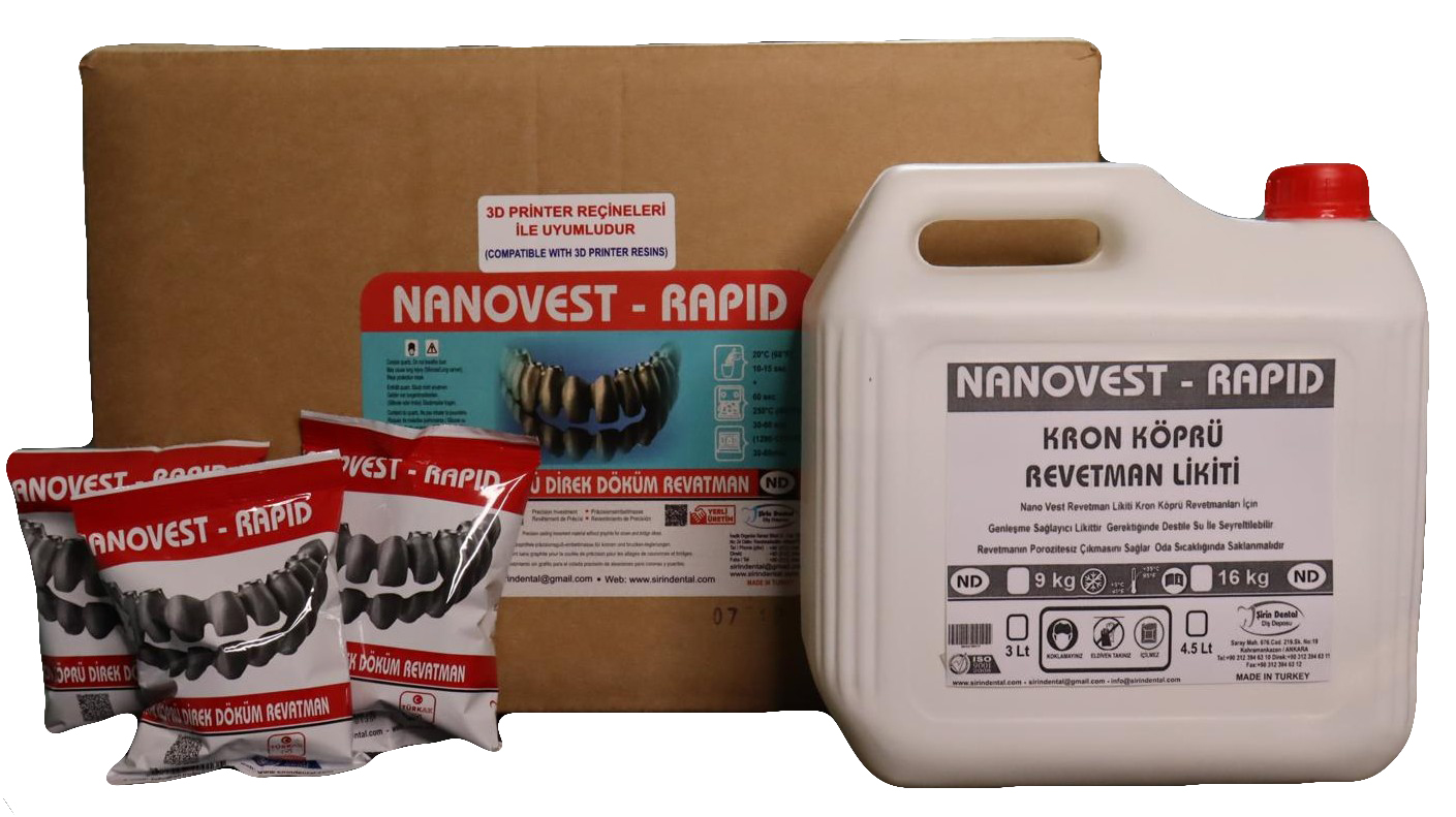 Nanovest Rapid – Kron Köprü Direk Döküm Revetmanı (16 Kg Revetman + 4500 Gr Likit)