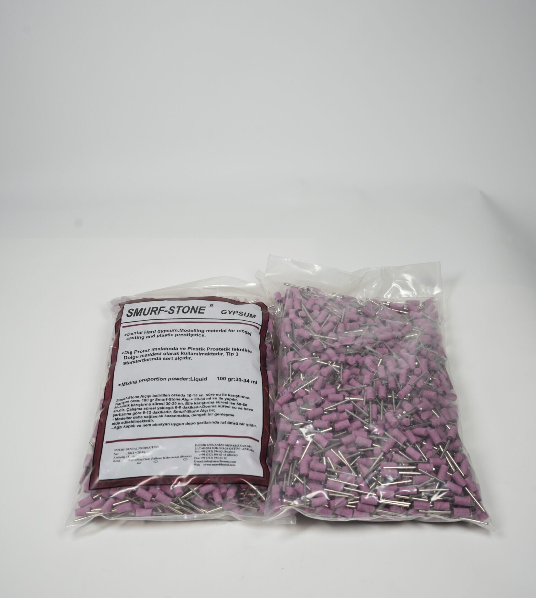 Smurf Stone - Ajüste Aşındırıcı Silindirik Pembe Taş (1000 Adet)